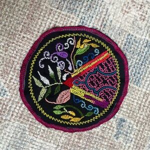 Shipibo Altar Cloth | Round Embroidered Tapestry | Sacred Ceremony | Mini